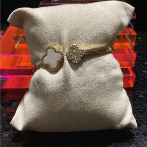 NWOT Gold and White Clover Bracelets